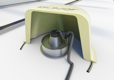 Schéma de coupe détaillant un Isospot Isover correctement installé