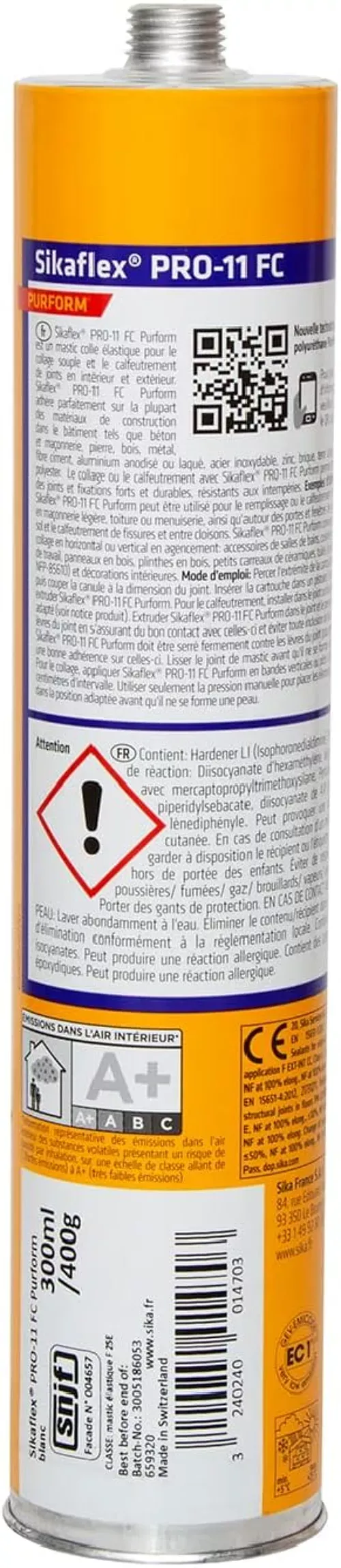 Mastic colle polyuréthane multi-usage Sikaflex Pro 11FC - Cartouche 300ml image