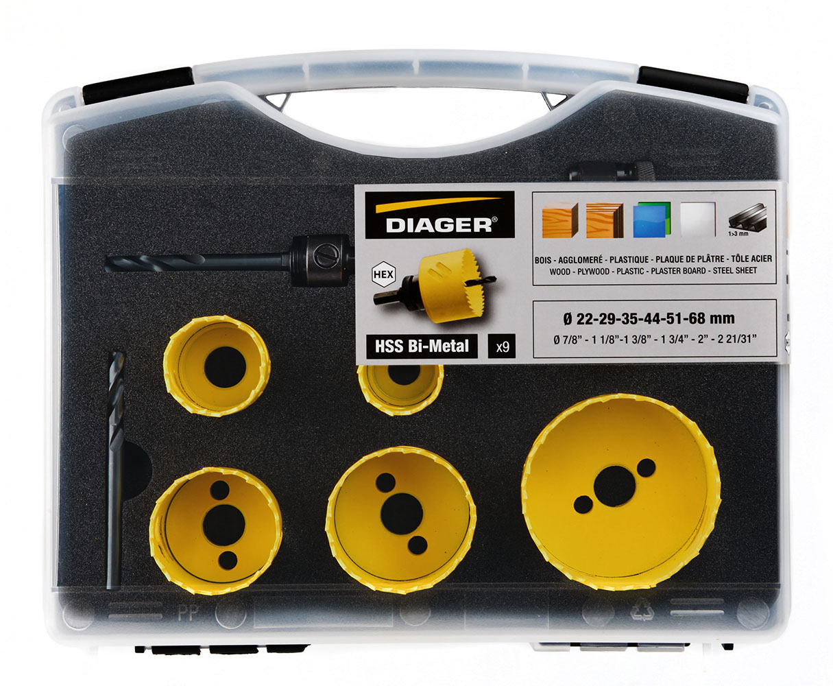 Malette 9 pcs scie cloche jaune - 651C image