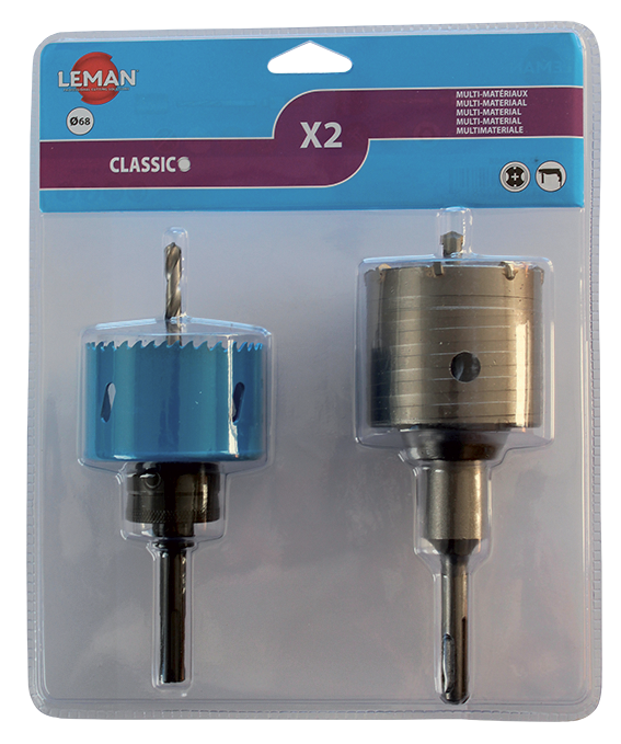 Lot de 2 trépans SDS+Ø 68 boitier électrique multi matériaux Classic image