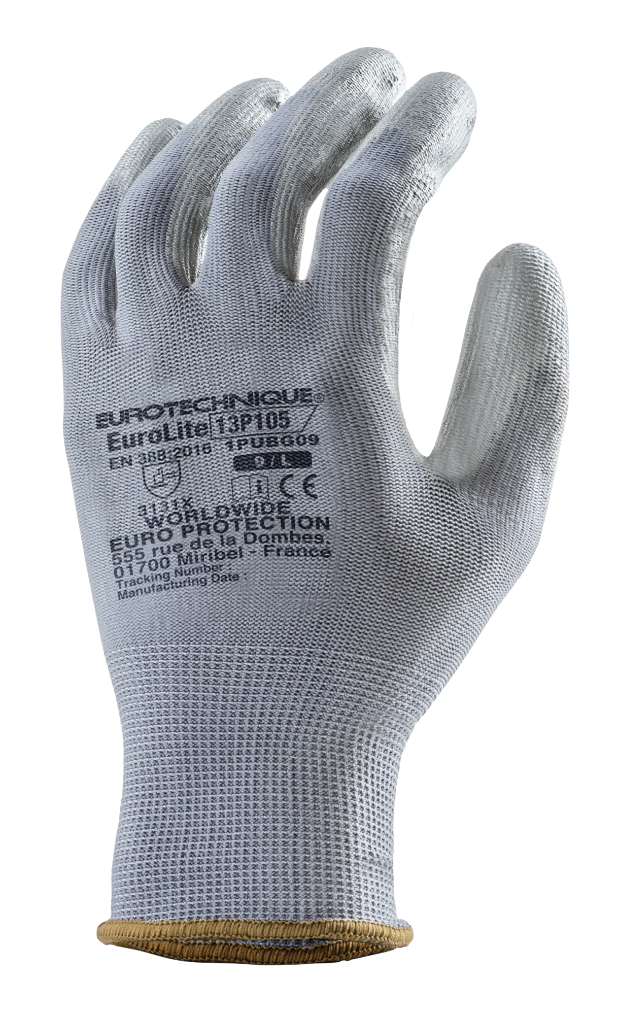 Gants Manutention EUROLITE 13P105 polyester gris end PU gris - 1 paire image