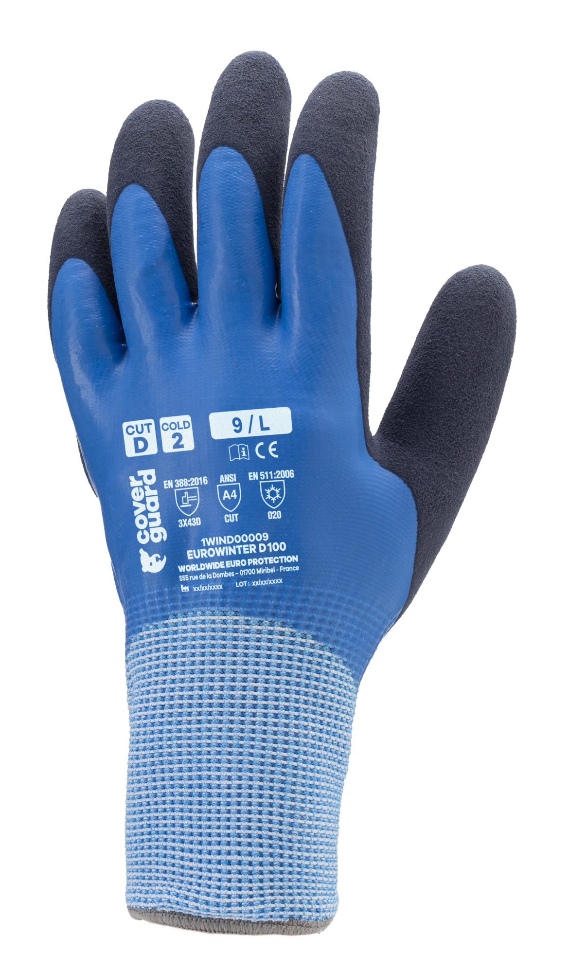 Lot de 5 - GANTS EUROWINTER D100 Tricot bleu sans couture à base de HDPE - pouce enduit - Forme ergonomique image