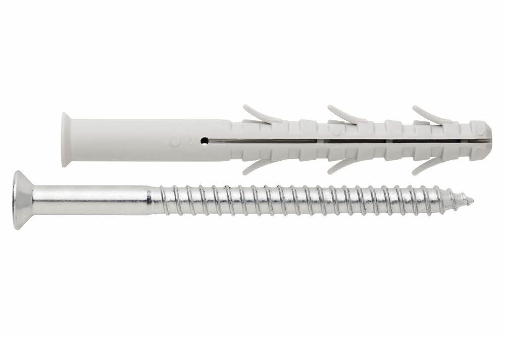 Boite de 100 - Cheville à frapper à 6 ailettes - Vis tête fraisée - Polyamide 6.6 image