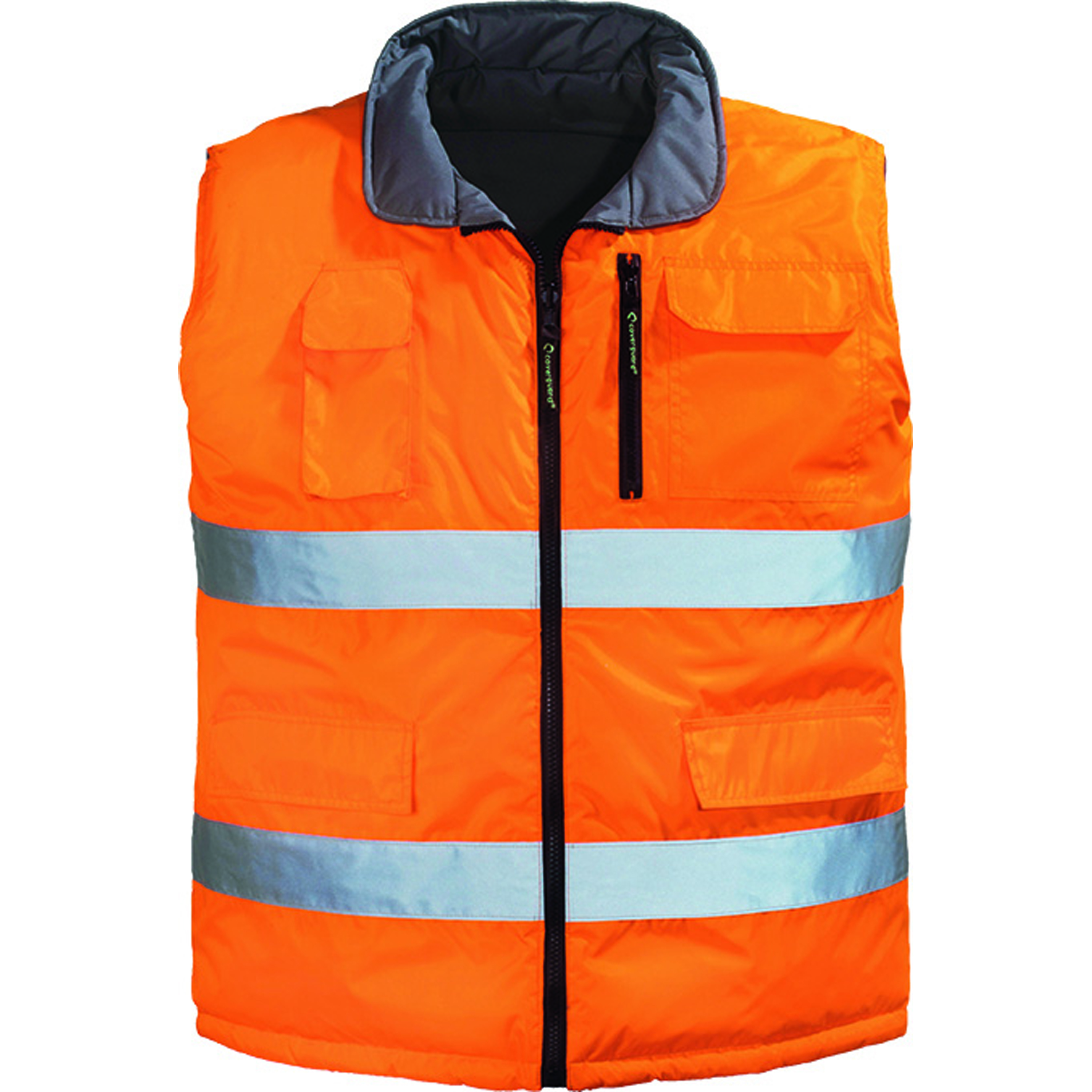 Gilet de travail d'hiver sans manche réversible haute visibilité HI-WAY - Orange Fluo image