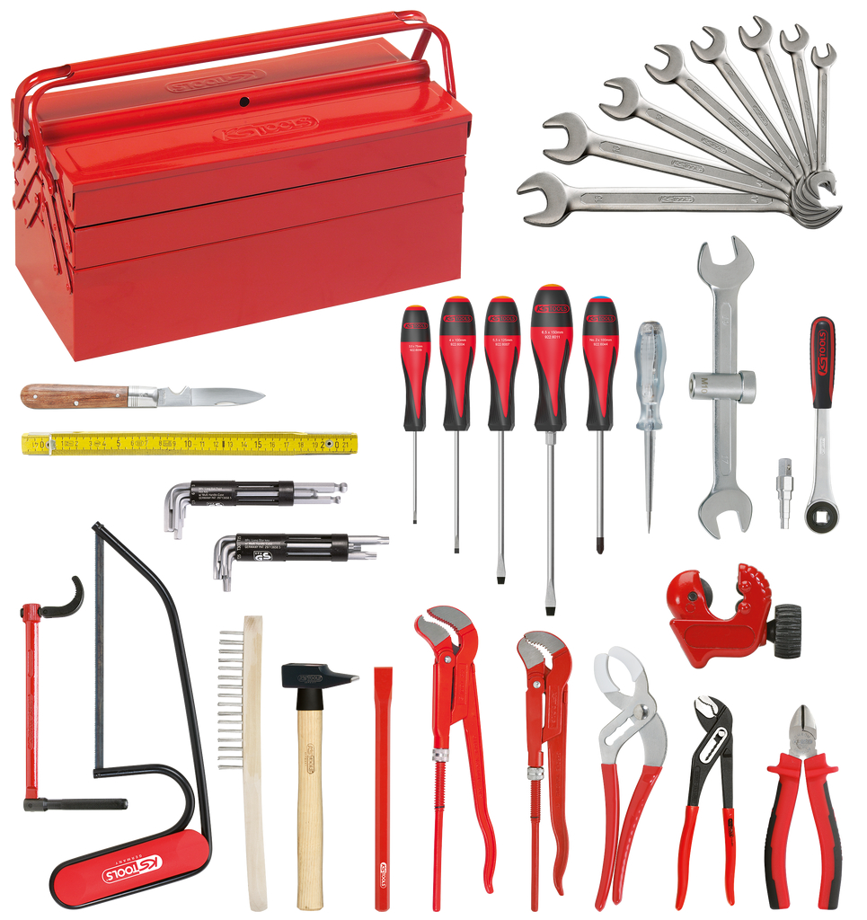 Composition d'outils Sanitaire-Chauffage en caisse métallique - 47 pièces image