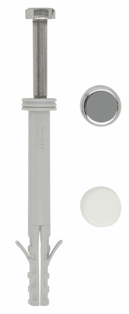 Kit de fixation WC et Bidet / Sachet de 2 chevilles longues, vis inox A2 avec cache tête. image