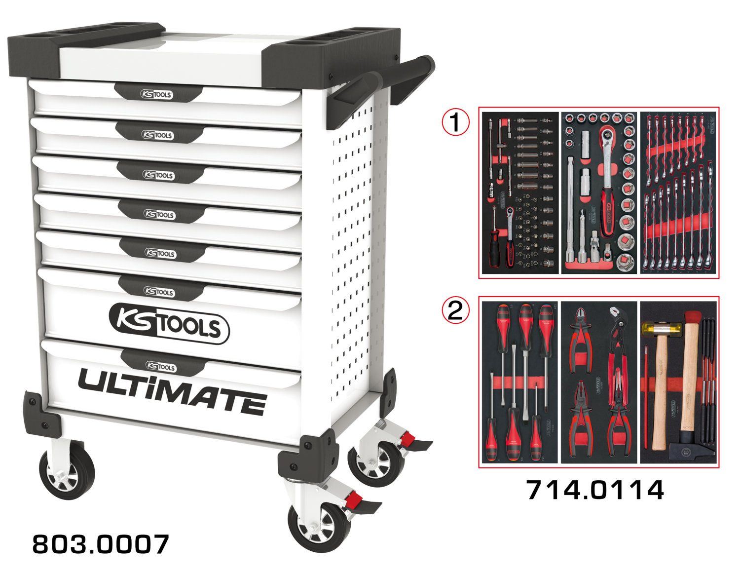 Servantes ULTIMATE 7 tiroirs équipées de 114 outils image