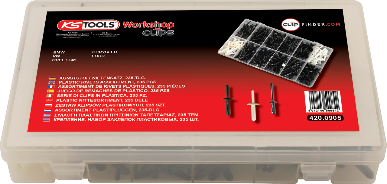 Assortiment de rivets plastiques, 235 pcs image