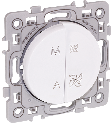 Interrupteur VMC 2 vitesses + interrupteur marche arret blanc - SQUARE image