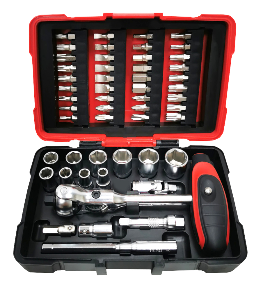 Coffret de douilles et embouts ULTIMATE 1/4'', 52 pièces avec cliquet MODIFIX image