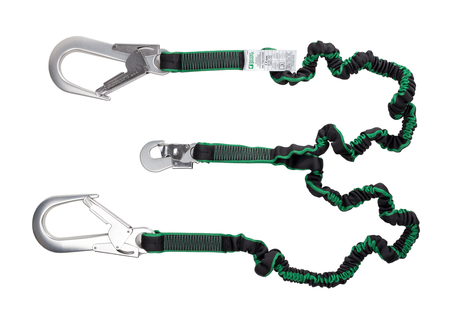 Longe à absorbeur sangle élastique avec énergie d'absorbeur intégré et 2 connecteurs aluminium ouverture 60mm image