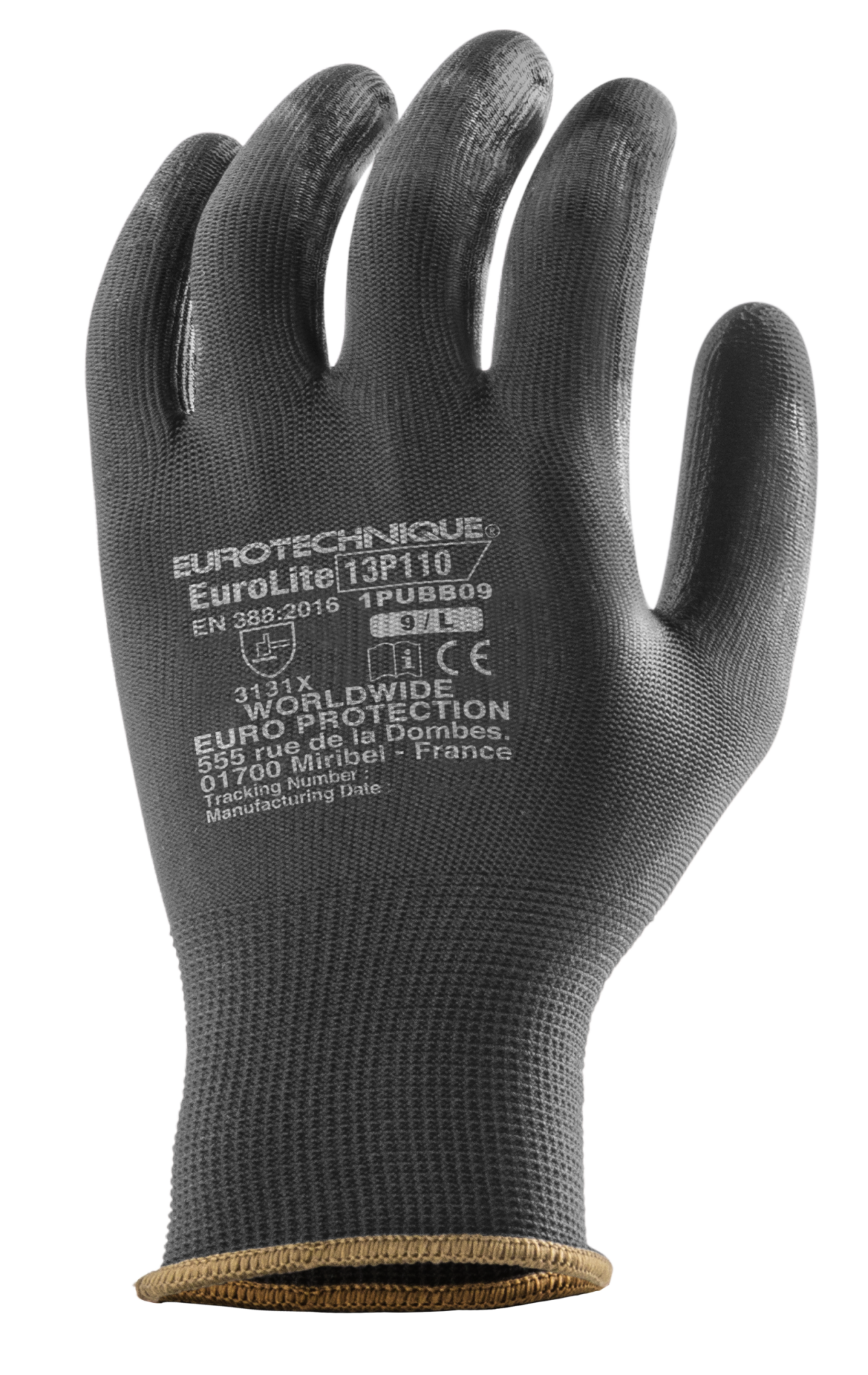 Gants Manutention EUROLITE 13P110 polyester noir end PU noir image