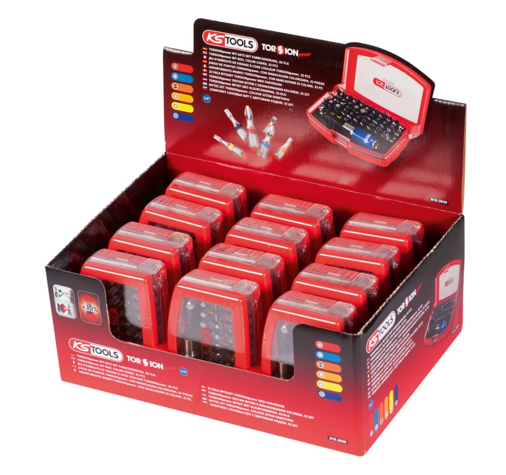 Présentoir de 12 jeux d'embouts de vissage à code couleur TORSIONpower® 1/4'' image