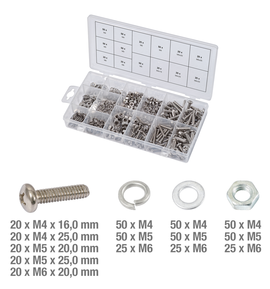Assortiment de vis, rondelles et écrous en inox, 475 pcs image