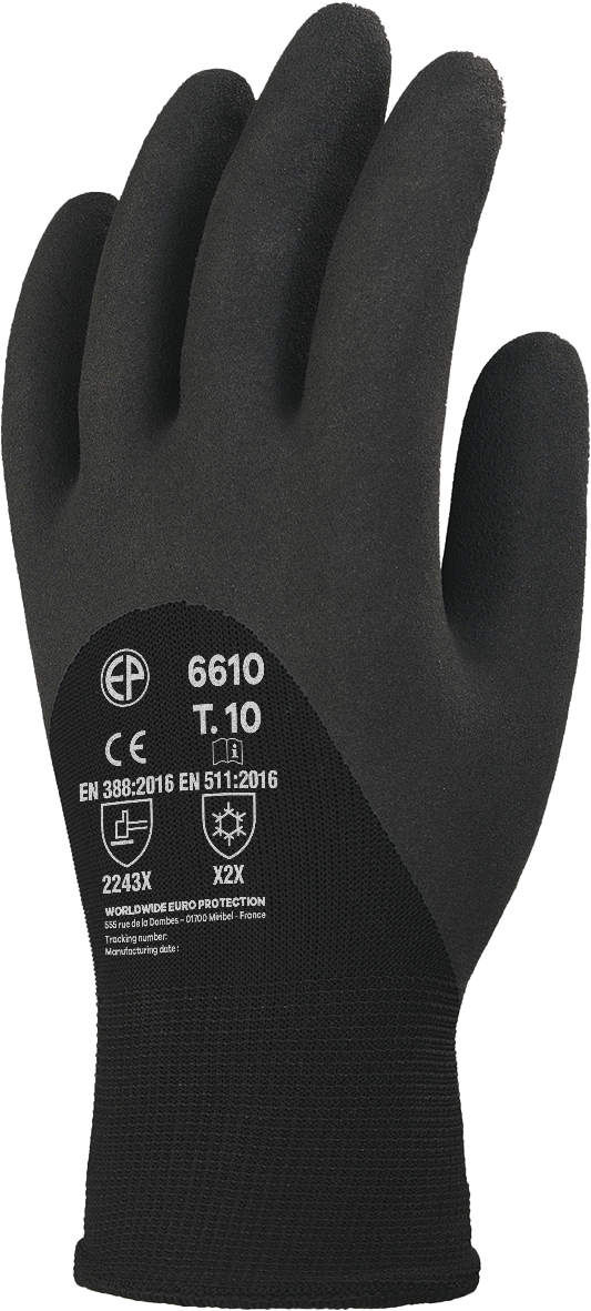Lot de 10 paires de gants EUROWINTER enduit mousse latex noir dos aéré image