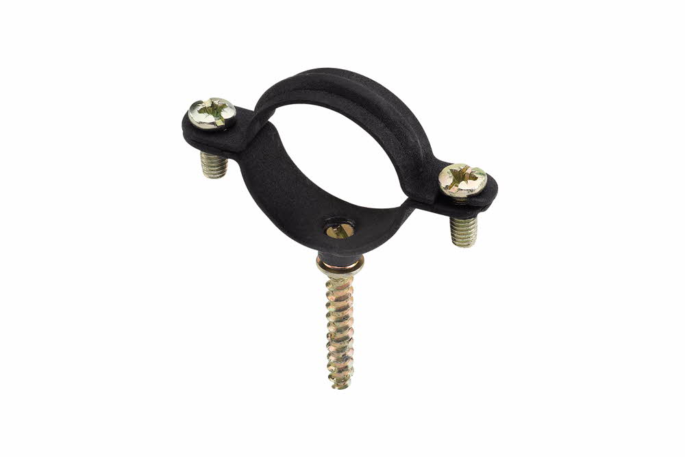 Collier noir pour gaz M6 avec vis à bois - Plastique image