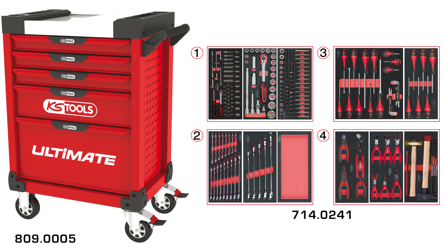 Servantes ULTIMATE 5 tiroirs équipées de 241 outils image