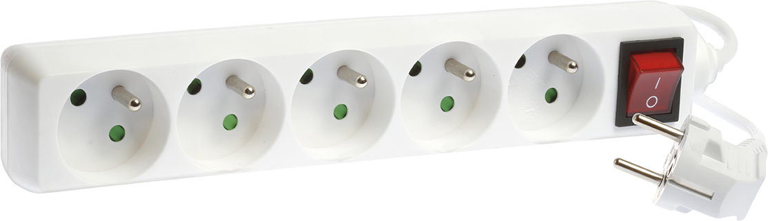 Blocs multiprises 5 prises 2P+T 16A - H05VV-F 3G1,5mm² - Blanc image