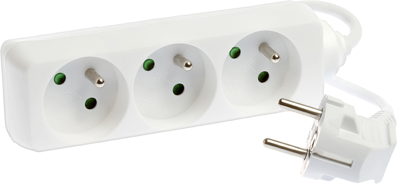 Blocs multiprises 3 prises 2P+T 16A - H05VV-F 3G1,5mm²  1,5 mètre - Blanc image