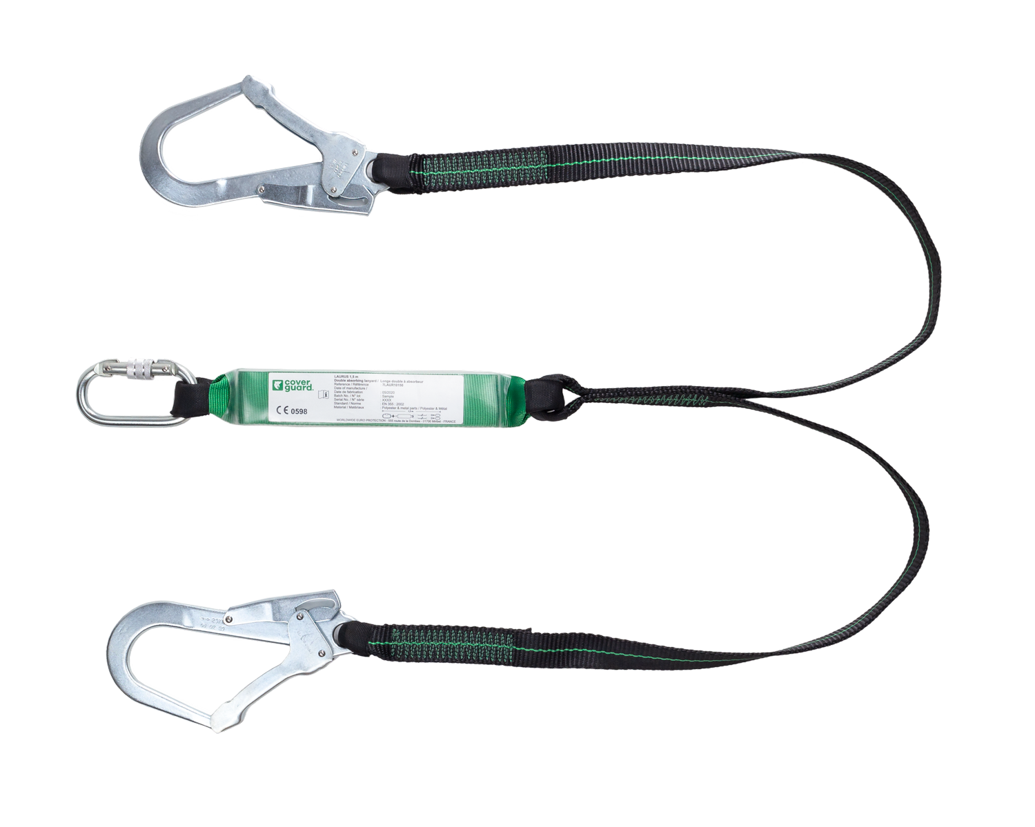 Longe double à absorbeur sangle avec 2 connecteurs acier ouverture 50mm LAURUS - EN355 image
