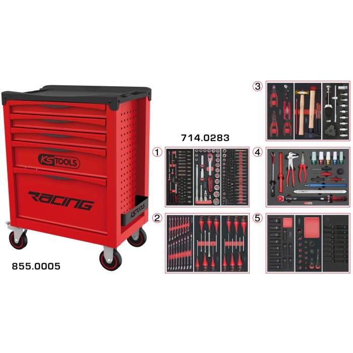 Servante RACING 5 tiroirs équipée de 283 outils image