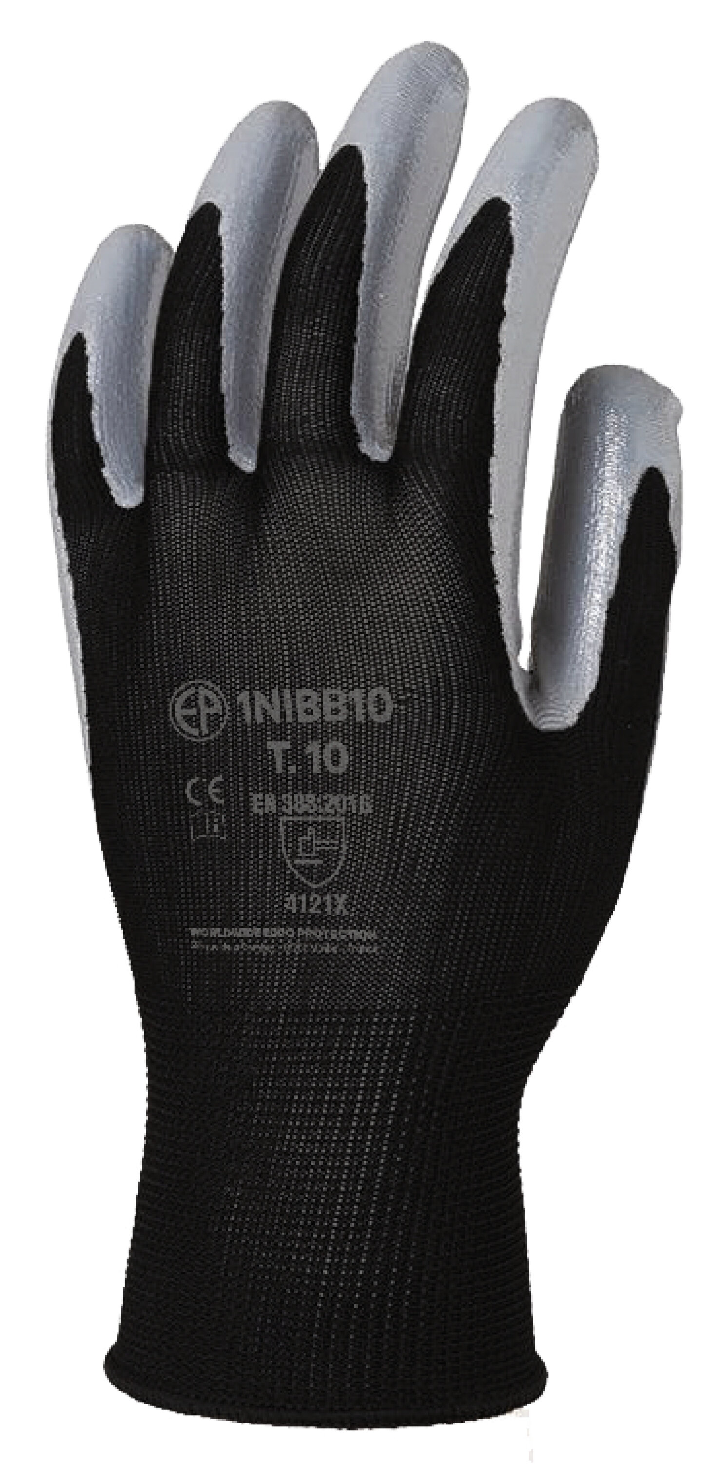 Lot de 6 paires de gants Manutention polyester noir enduit nitrile gris image