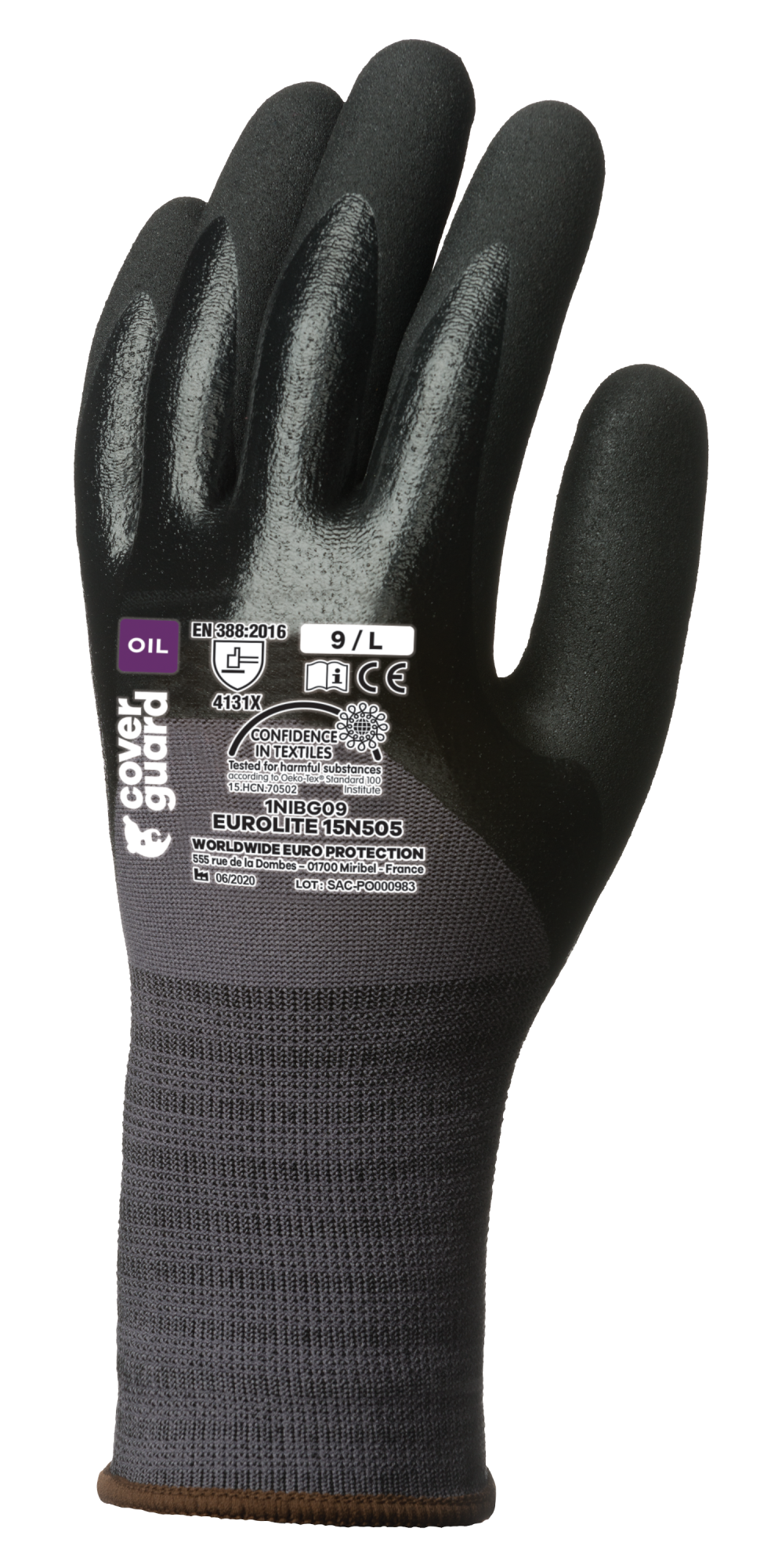 Lot de 10 paires de gants Manutention EUROLITE 15N505 15G double end nit paume+3/4 dos image