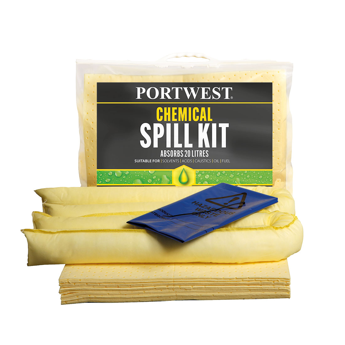 Lot de 6 Kit absorbants 20 litres produits chimiques Jaune image