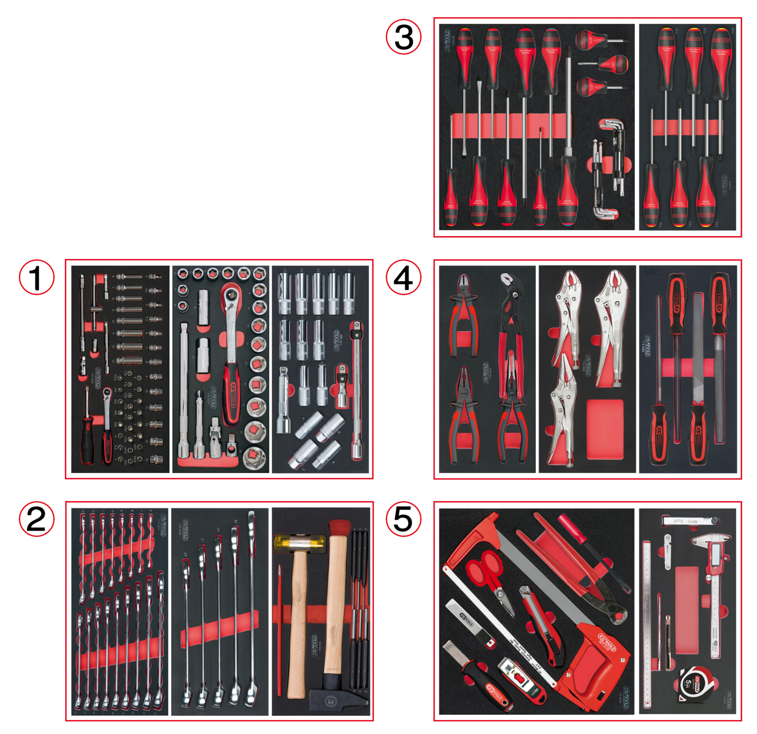Composition d'outils 5 tiroirs pour servante, 187 pièces image