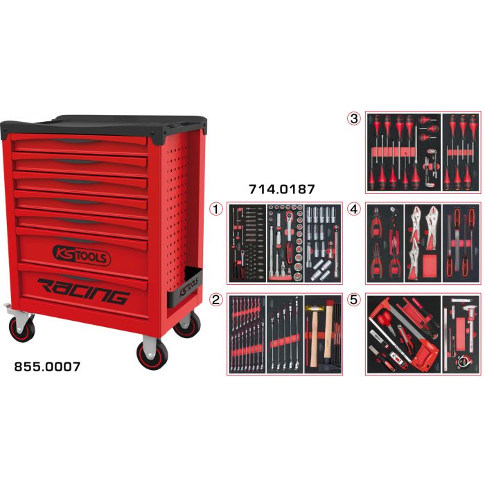 Servante RACING 7 tiroirs équipée de 187 outils image