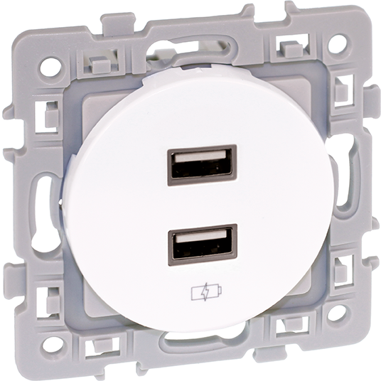 Prise chargeur double USB femelle - 5,5V - SQUARE image