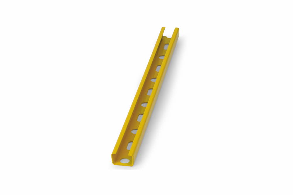 Rail perforé pour charges légères type "C" - Revêtement plastique jaune image