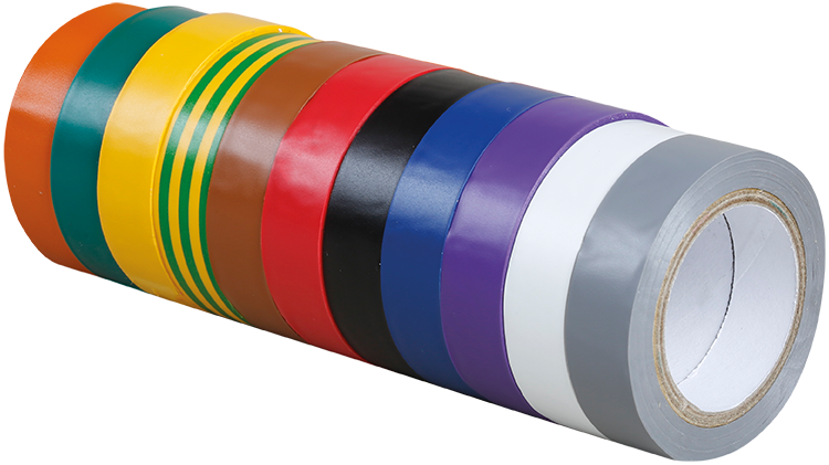 Lot de 10 ruban adhésif isolant électrique couleurs panachées - 15mm x 10m image