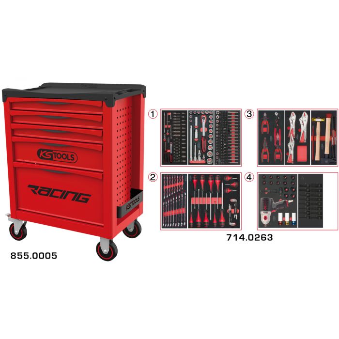 Servante RACING 5 tiroirs équipée de 263 outils image