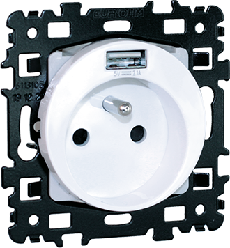 Prise 2P+T + USB 2,1A - Type A - SQUARE image