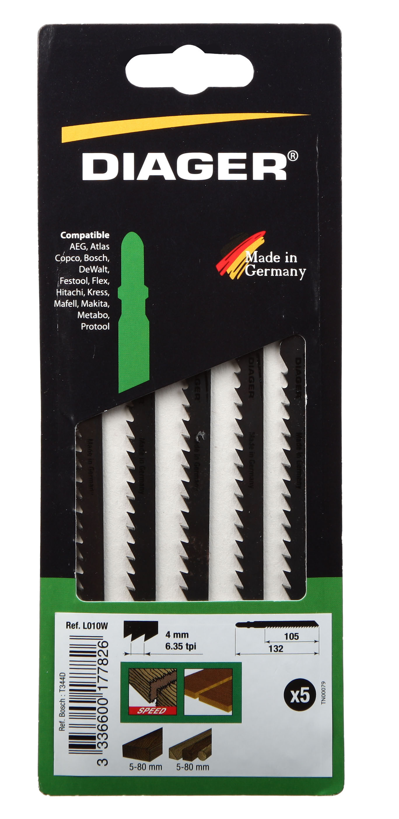 Pack de 5 lames scie sauteuse spéciale débitage 5-50mm  - L010W image