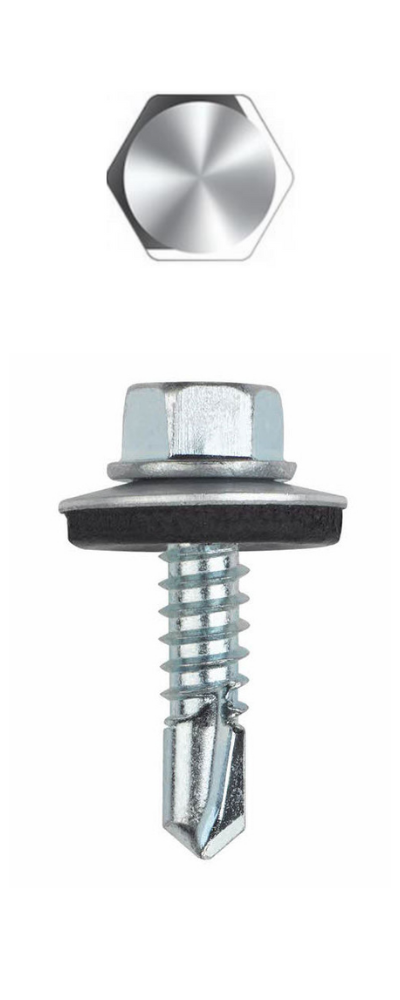 Vis autoperceuse - Tête hexagonale avec collerette estampée - Rondelle vulcanisée Acier/EPDM - Zingué image