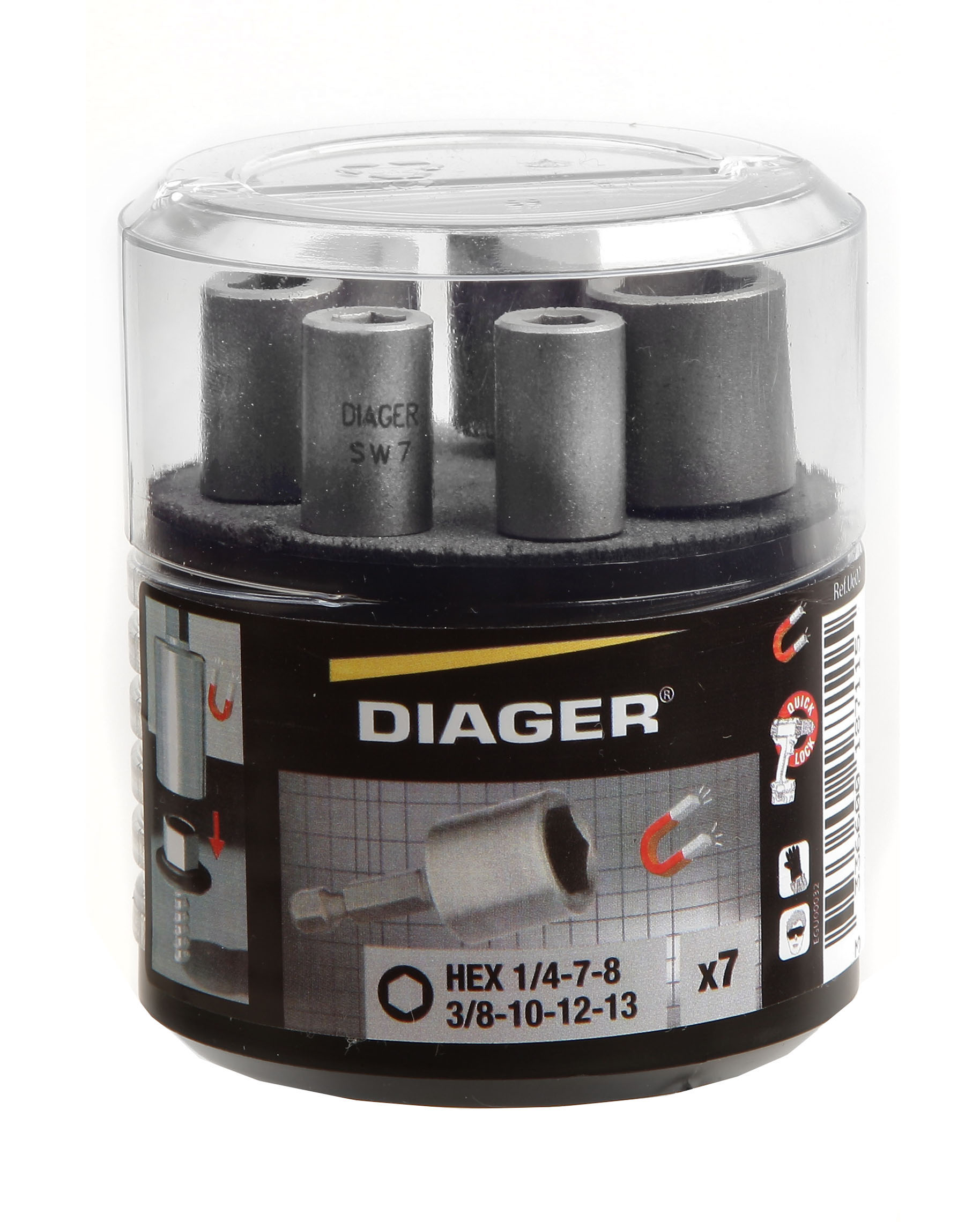 Kit de 7 douilles standard magnétiques - U602 image