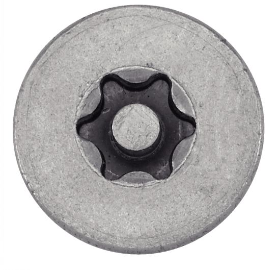 Vis à métaux tête fraisée six lobes inviolable - Avec téton central - Inox A2 image