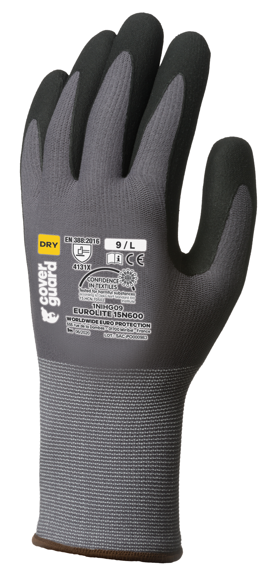 Lot de 10 paires de gants Manutention EUROLITE 15N600 - Tricot gris sans couture à base de polyamide image