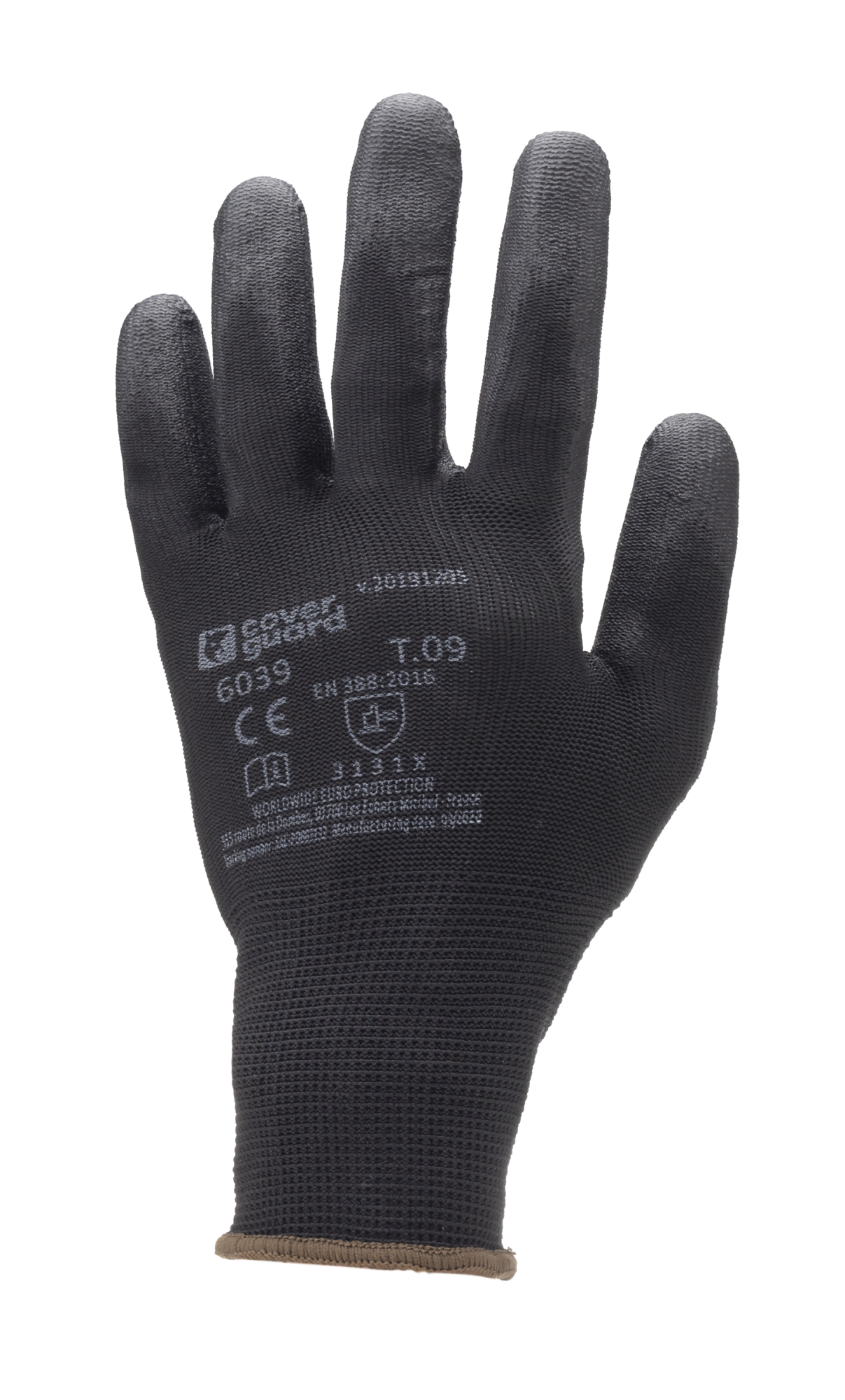 Lot de 10 paires de gants Manutention polyester noir - paume endPU noir image