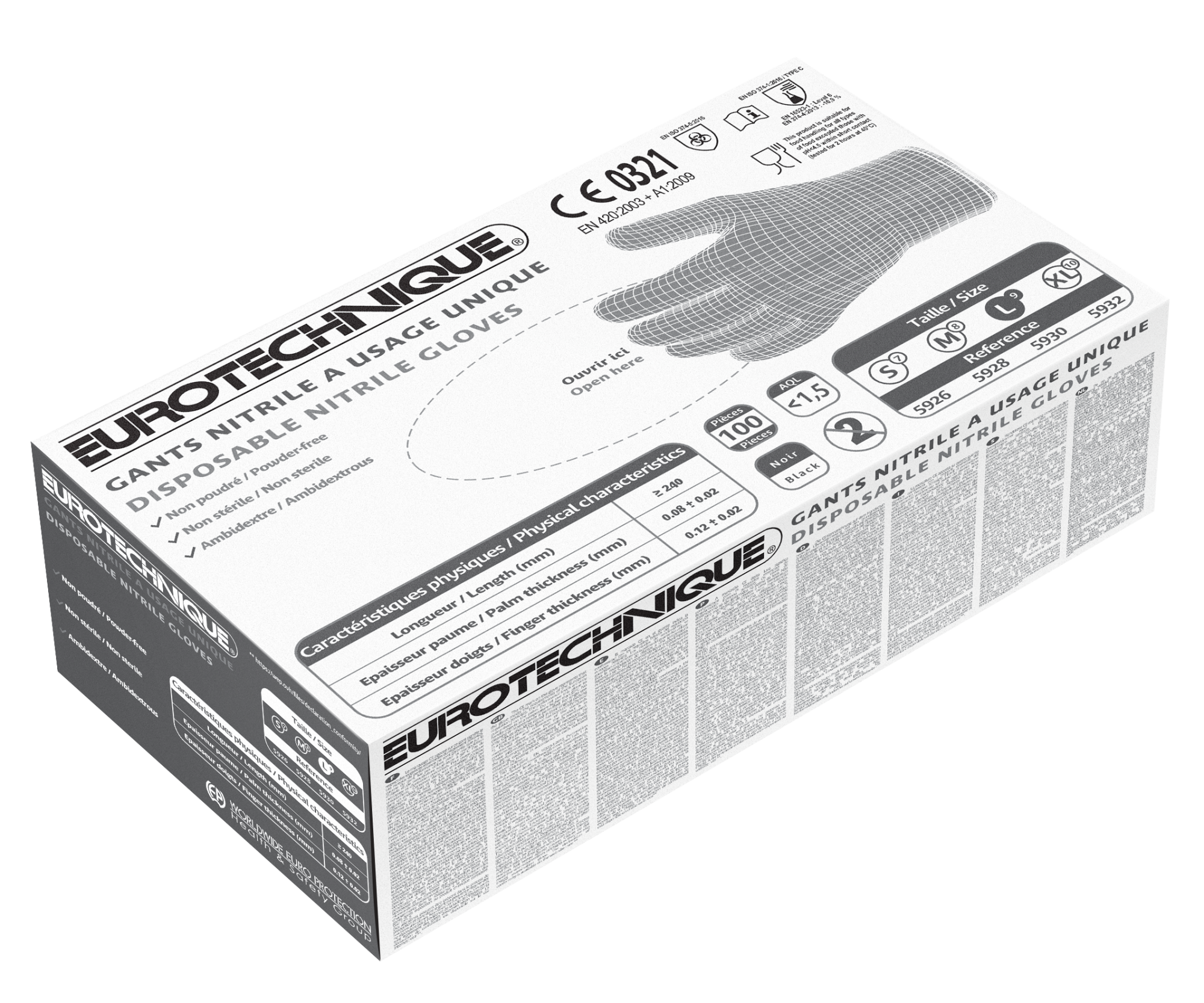 Boite de 100 Gants jetables Nitrile bleu 5900 - non poudré AQL 1,5 image