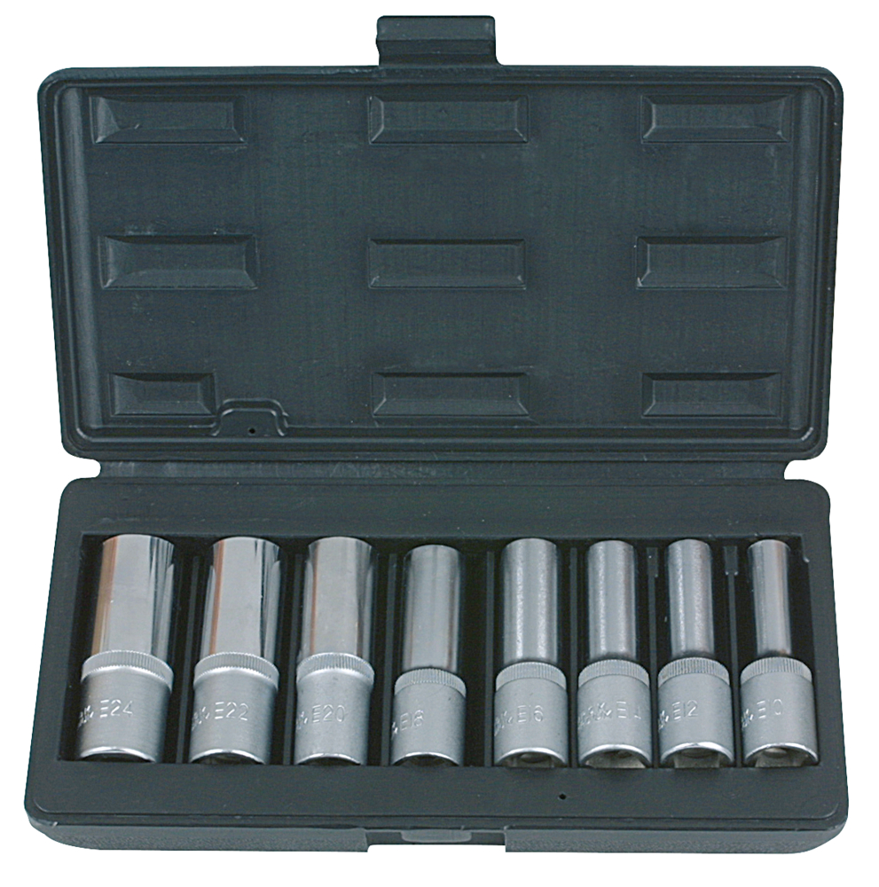 Coffret de 8 douilles TORX®, L.75 mm -  1/2'' - E10 à E24 image