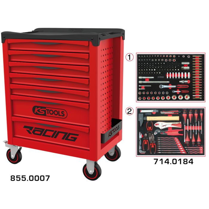 Servante RACING 7 tiroirs équipée de 184 outils image