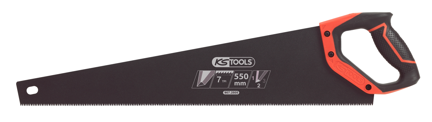 Scie egoine gros travaux 550mm 3 angles de cope 7TPI poignée bi-matière image