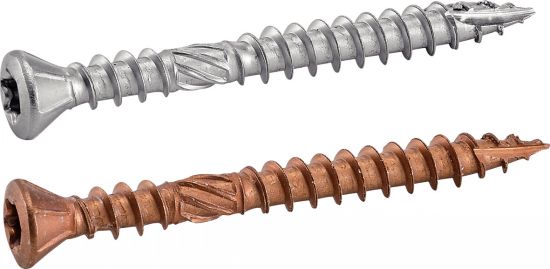 Vis terrasse tête fraisée bombée six lobes - Double filet - Inox A4 image