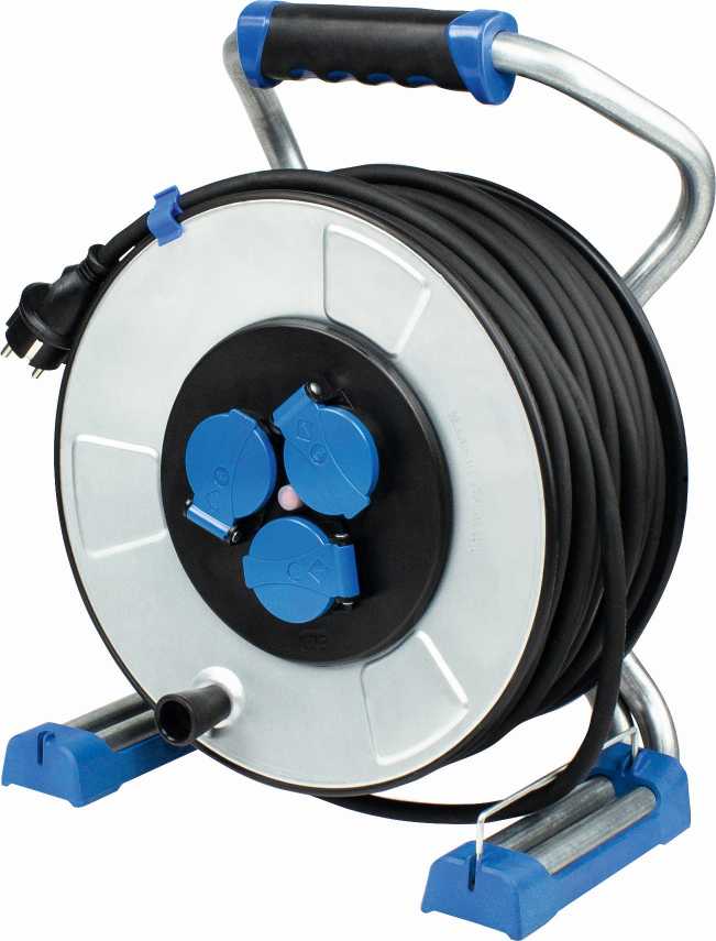 ENROULEUR DE CABLE PRO XPERTS MI A TAMBOUR METALLIQUE ISOLE 320MM IP44 - NOIR image