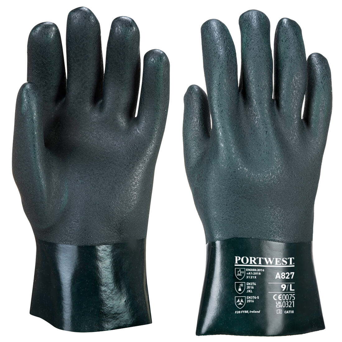 Gants PVC 27cm double trempage Vert image