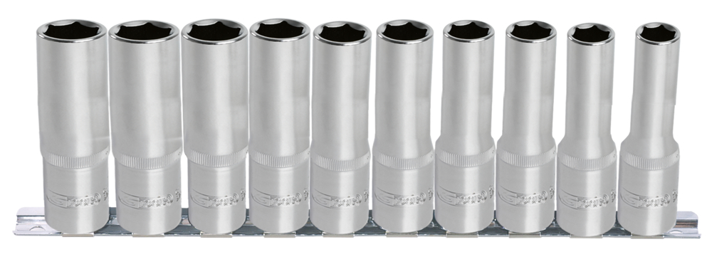 Jeu de 10 douilles 6 pans ULTIMATE® sur rail 1/4'', 4-13 mm image