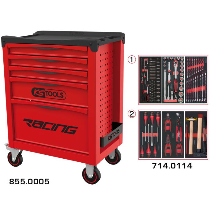 Servante RACING 5 tiroirs équipée de 114 outils image
